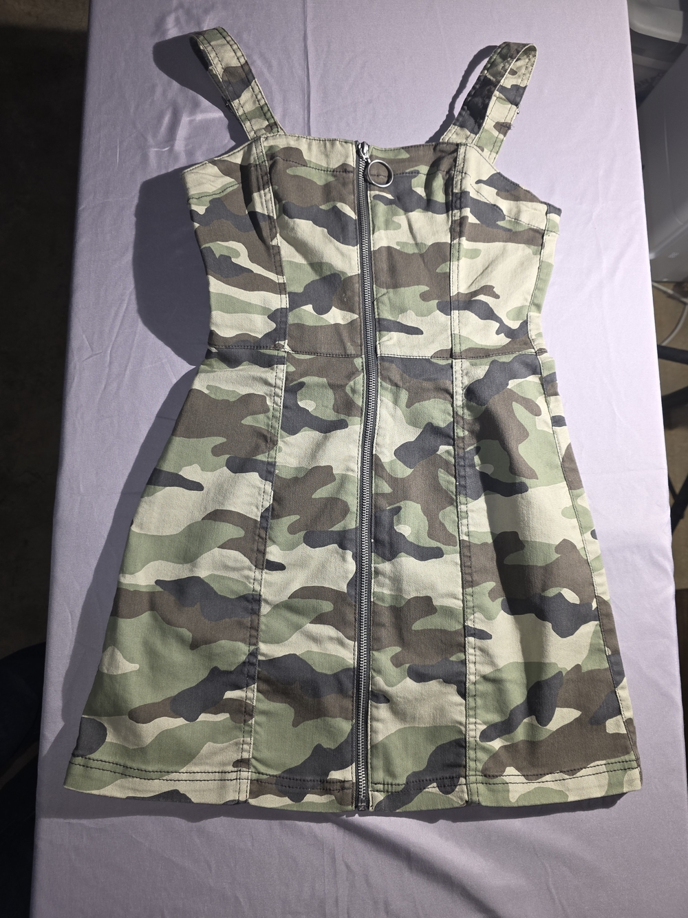 Divided Camo Zip-Front Mini Dress